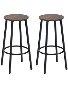 HOMCOM Industrial Bar Stools, Set of 2 with Steel Legs, Rustic Brown 835-937V00DR