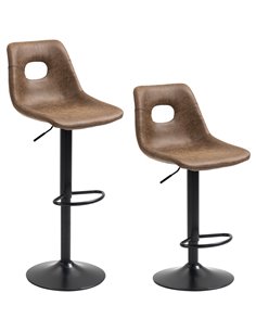 HOMCOM Retro Bar Stools Set of 2, Faux Leather, Brown 835-639V71BN