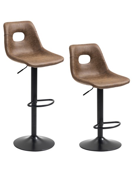HOMCOM Retro Bar Stools Set of 2, Faux Leather, Brown 835-639V71BN - pic 62193 | FastDaddyshop