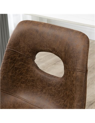 HOMCOM Retro Bar Stools Set of 2, Faux Leather, Adjustable Height with Backrest and Footrest, Brown 835-639V71BN
