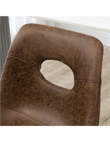 HOMCOM Retro Bar Stools Set of 2, Faux Leather, Adjustable Height with Backrest and Footrest, Brown 835-639V71BN - pic 62200 | FastDaddyshop