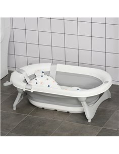 HOMCOM Foldable Portable Baby Bathtub w/ Baby Bath Temperature-Induced Water Plug for 0-3 years 2