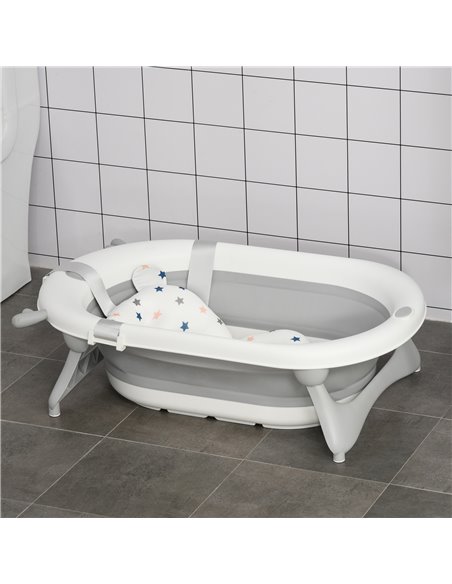 HOMCOM Foldable Portable Baby Bathtub w/ Baby Bath Temperature-Induced Water Plug for 0-3 years - pic 6221 | FastDaddyshop