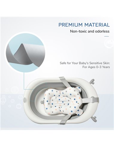HOMCOM Foldable Portable Baby Bathtub w/ Baby Bath Temperature-Induced Water Plug for 0-3 years