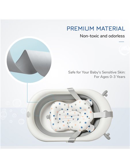 HOMCOM Foldable Portable Baby Bathtub w/ Baby Bath Temperature-Induced Water Plug for 0-3 years - pic 6223 | FastDaddyshop