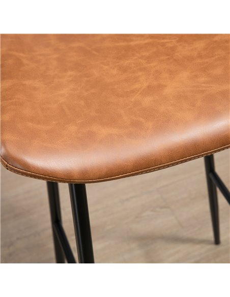 HOMCOM Bar Stools Set of 2, PU Leather Upholstered Bar Chairs, Kitchen Stools with Backs and Steel Legs for Dining Room, Brown 8 - pic 62236 | FastDaddyshop