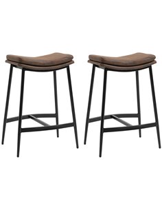 HOMCOM Breakfast Bar Stools Set of 2, Industrial Bar Chairs, Brown 835-979V70BN