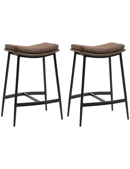 HOMCOM Breakfast Bar Stools Set of 2, Industrial Bar Chairs, Brown 835-979V70BN - pic 62238 | FastDaddyshop
