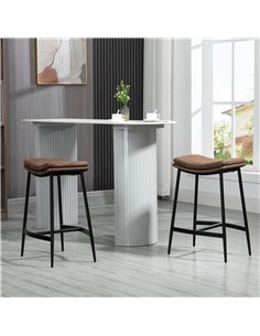 HOMCOM Breakfast Bar Stools Set of 2, Industrial Bar Chairs, Brown 835-979V70BN 2