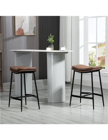 HOMCOM Breakfast Bar Stools Set of 2, Microfibre Upholstered Barstools, Industrial Bar Chairs with Curved Seat and Steel Frame 8 - pic 62239 | FastDaddyshop