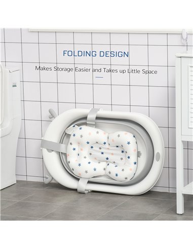 HOMCOM Foldable Portable Baby Bathtub w/ Baby Bath Temperature-Induced Water Plug for 0-3 years