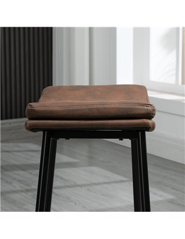 HOMCOM Breakfast Bar Stools Set of 2, Microfibre Upholstered Barstools, Industrial Bar Chairs with Curved Seat and Steel Frame 8