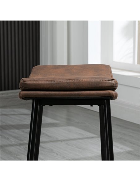 HOMCOM Breakfast Bar Stools Set of 2, Microfibre Upholstered Barstools, Industrial Bar Chairs with Curved Seat and Steel Frame 8 - pic 62244 | FastDaddyshop