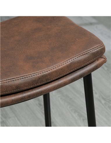 HOMCOM Breakfast Bar Stools Set of 2, Microfibre Upholstered Barstools, Industrial Bar Chairs with Curved Seat and Steel Frame 8