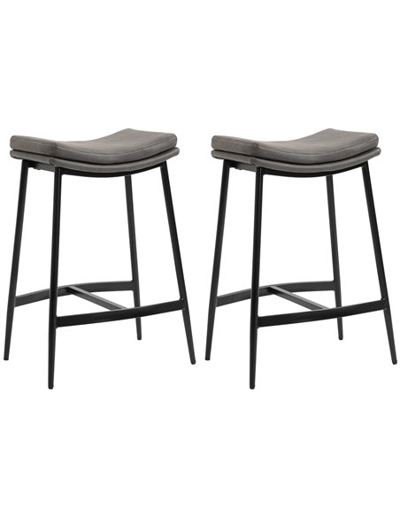 HOMCOM Kitchen Stools Set of 2, Industrial Bar Chairs, Grey 835-979V70GY - pic 62247 | FastDaddyshop