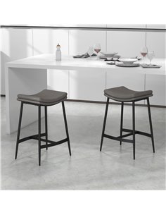 HOMCOM Kitchen Stools Set of 2, Industrial Bar Chairs, Grey 835-979V70GY 2