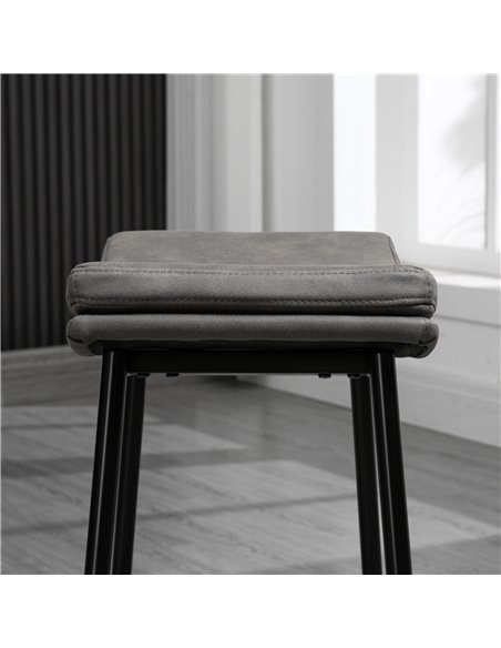 HOMCOM Kitchen Stools Set of 2, Microfibre Upholstered Barstools, Industrial Bar Chairs with Curved Seat and Steel Frame 835-979 - pic 62253 | FastDaddyshop