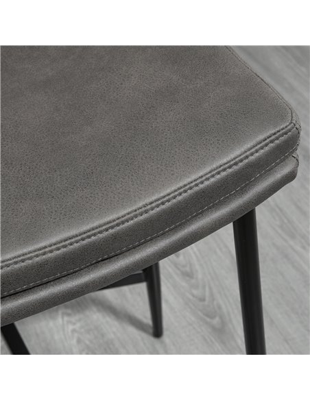 HOMCOM Kitchen Stools Set of 2, Microfibre Upholstered Barstools, Industrial Bar Chairs with Curved Seat and Steel Frame 835-979 - pic 62254 | FastDaddyshop