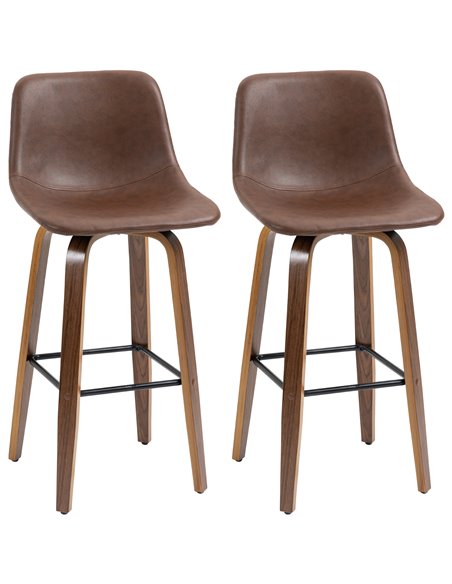 HOMCOM Bar Stools Set of 2, Breakfast Bar Chairs, Brown 835-593V71BN - pic 62256 | FastDaddyshop
