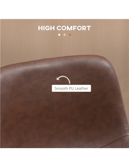 HOMCOM Bar Stools Set of 2, Breakfast Bar Chairs, PU Leather Upholstered Kitchen Stools w/ Backs, Wood Legs for 89-99cm Bar Tabl - pic 62260 | FastDaddyshop
