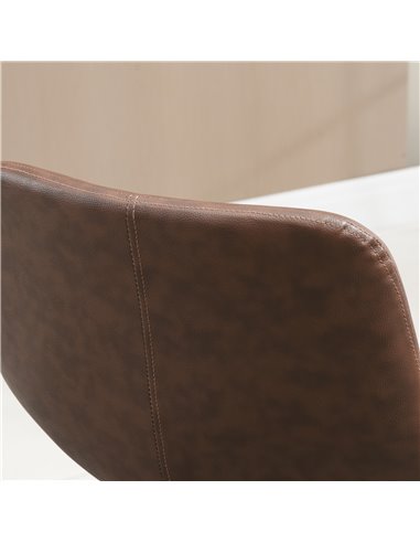 HOMCOM Bar Stools Set of 2, Breakfast Bar Chairs, PU Leather Upholstered Kitchen Stools w/ Backs, Wood Legs for 89-99cm Bar Tabl