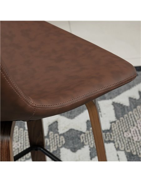 HOMCOM Bar Stools Set of 2, Breakfast Bar Chairs, PU Leather Upholstered Kitchen Stools w/ Backs, Wood Legs for 89-99cm Bar Tabl - pic 62264 | FastDaddyshop