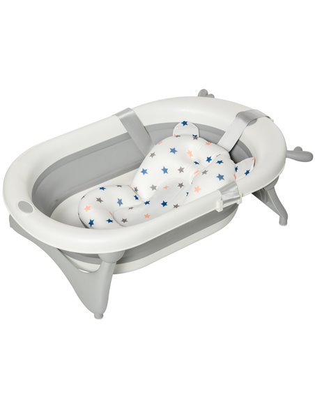HOMCOM Foldable Portable Baby Bathtub w/ Baby Bath Temperature-Induced Water Plug for 0-3 years - pic 6228 | FastDaddyshop