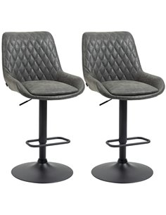 HOMCOM Retro Bar Stools Set of 2, Adjustable Kitchen Stool, Dark Grey 835-871V71CG
