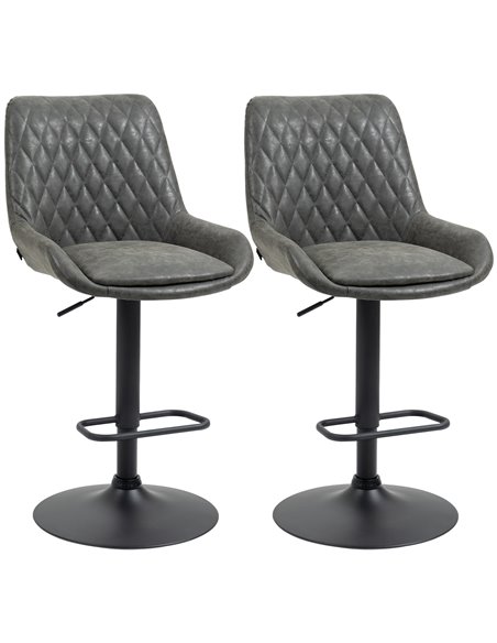 HOMCOM Retro Bar Stools Set of 2, Adjustable Kitchen Stool, Dark Grey 835-871V71CG - pic 62283 | FastDaddyshop