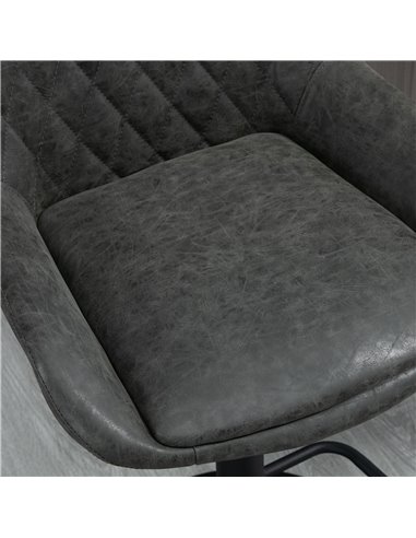 HOMCOM Retro Bar Stools Set of 2, Adjustable Kitchen Stool, Upholstered Bar Chairs with Back, Swivel Seat, Dark Grey 835-871V71C