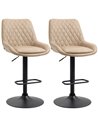 HOMCOM Retro Bar Stools Set of 2, Adjustable Kitchen Stool, Light Khaki 835-871V71LR