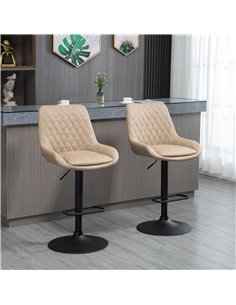 HOMCOM Retro Bar Stools Set of 2, Adjustable Kitchen Stool, Light Khaki 835-871V71LR 2