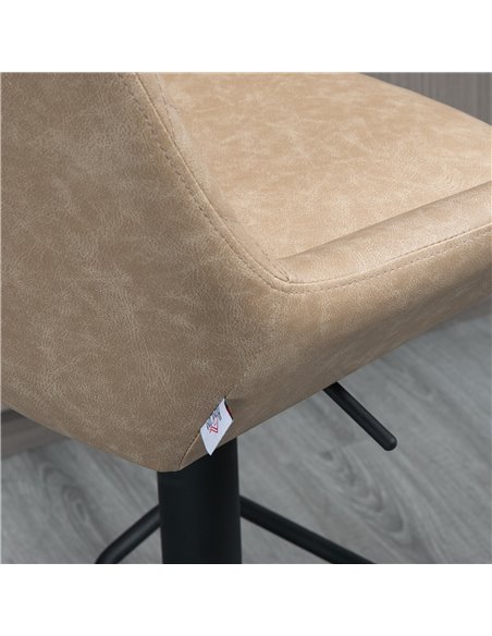 HOMCOM Retro Bar Stools Set of 2, Adjustable Kitchen Stool, Upholstered Bar Chairs with Back, Swivel Seat, Light Khaki 835-871V7 - pic 62299 | FastDaddyshop