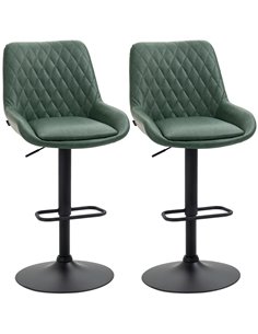 HOMCOM Retro Bar Stools Set of 2, Adjustable Kitchen Stool, Green 835-871V71DG
