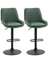 HOMCOM Retro Bar Stools Set of 2, Adjustable Kitchen Stool, Green 835-871V71DG