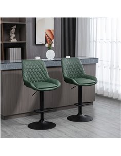 HOMCOM Retro Bar Stools Set of 2, Adjustable Kitchen Stool, Green 835-871V71DG 2