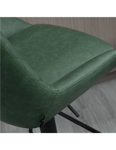 HOMCOM Retro Bar Stools Set of 2, Adjustable Kitchen Stool, Upholstered Bar Chairs with Back, Swivel Seat, Green 835-871V71DG - pic 62308 | FastDaddyshop