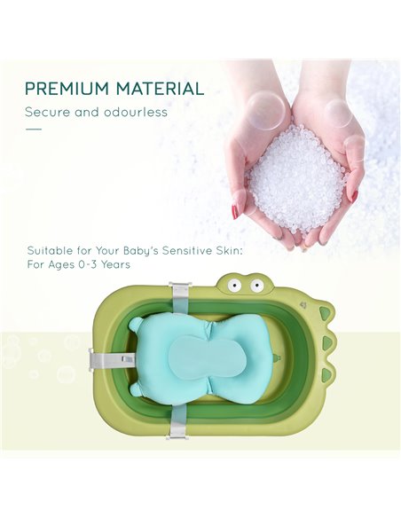 HOMCOM Baby Bath Tub for Toddler Kids Infant Ergonomic Foldable Secure Non-Slip Portable with Baby Cushion for 0-3 Years Green - pic 6231 | FastDaddyshop