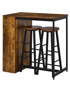 HOMCOM 3 Pieces Industrial Bar Table Set for 2, Rustic Brown 835-489V80RB