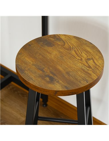 HOMCOM Industrial Bar Table Set for 2, 3 Pieces Pub Table and Bar Stools with Storage Shelf for Kitchen 835-489V80RB
