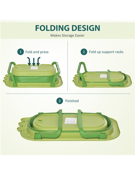 HOMCOM Baby Bath Tub for Toddler Kids Infant Ergonomic Foldable Secure Non-Slip Portable with Baby Cushion for 0-3 Years Green - pic 6233 | FastDaddyshop