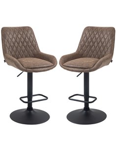 HOMCOM Retro Bar Stools Set of 2, Adjustable Kitchen Stool, Upholstered Bar Chairs with Back, Swivel Seat, Coffee 835-871V71CF