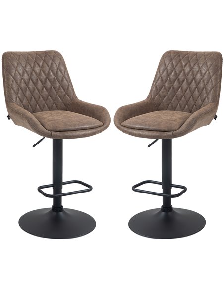 HOMCOM Retro Bar Stools Set of 2, Adjustable Kitchen Stool, Upholstered Bar Chairs with Back, Swivel Seat, Coffee 835-871V71CF - pic 62337 | FastDaddyshop