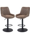 HOMCOM Retro Bar Stools Set of 2, Adjustable Kitchen Stool, Upholstered Bar Chairs with Back, Swivel Seat, Coffee 835-871V71CF
