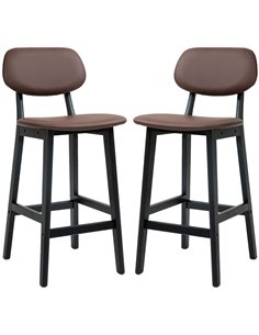 HOMCOM Bar Stools Set of 2, Modern Breakfast Bar Chairs, Brown 83A-124V70BN