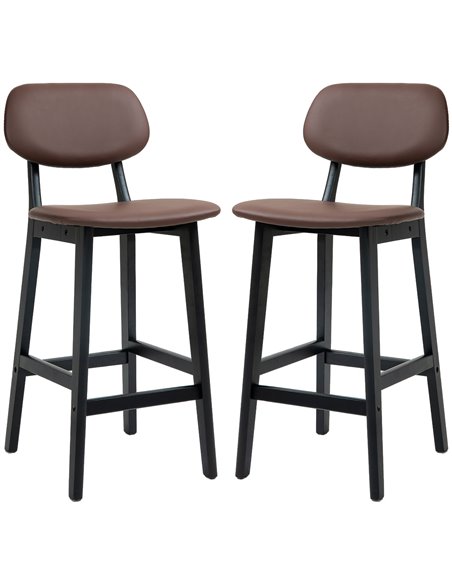HOMCOM Bar Stools Set of 2, Modern Breakfast Bar Chairs, Brown 83A-124V70BN - pic 62346 | FastDaddyshop