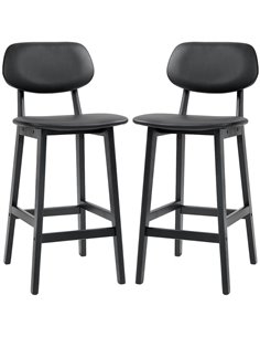 HOMCOM Bar Stools Set of 2, Modern Breakfast Bar Chairs, Black 83A-124V70BK