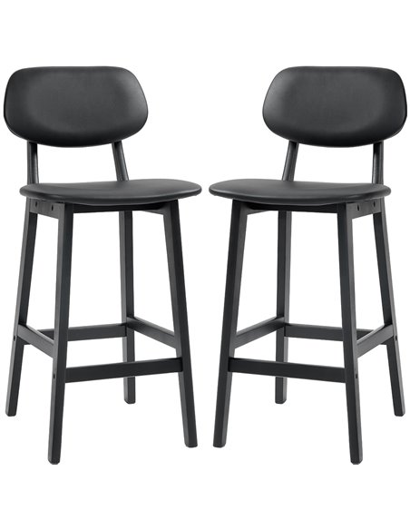 HOMCOM Bar Stools Set of 2, Modern Breakfast Bar Chairs, Black 83A-124V70BK - pic 62355 | FastDaddyshop