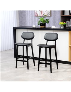 HOMCOM Bar Stools Set of 2, Modern Breakfast Bar Chairs, Black 83A-124V70BK 2