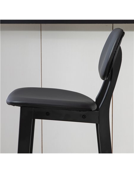 HOMCOM Bar Stools Set of 2, Modern Breakfast Bar Chairs, Faux Leather Upholstered Kitchen Stools with Backs and Wood Legs, Black - pic 62361 | FastDaddyshop